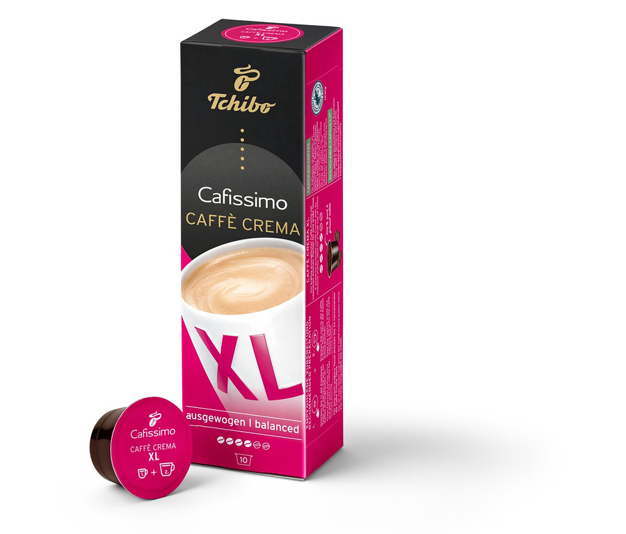 Packung und Kapsel Caffè Crema Wake Up XL – 10 Kapseln.