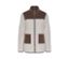 Beige-braune Teddy-Jacke mit Reißverschluss und Taschen.