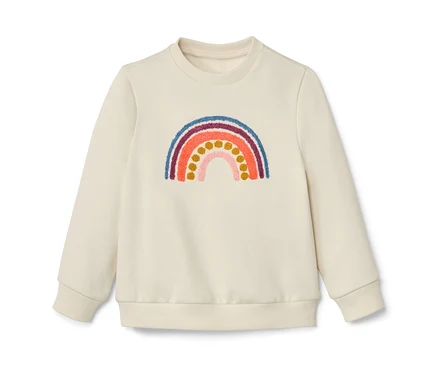 Kinder-Sweater mit Regenbogen-Applikation.