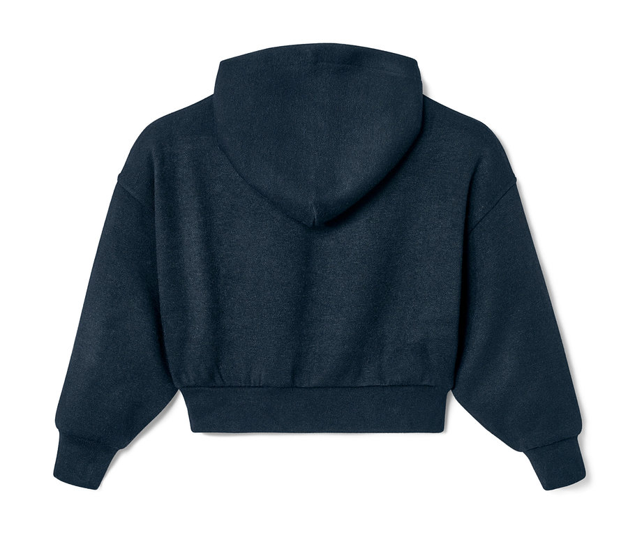 Rückansicht eines Kinder-Strickhoodies.