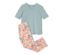 Pyjama, Hose mit Blumen-Alloverprint - Oberteil aqua, Hose apricot mehrfarbigem Blumen-Alloverprint