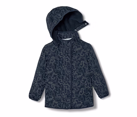 Dunkelblaue Kinder-Thermo-Regenjacke mit reflektierenden Elementen.