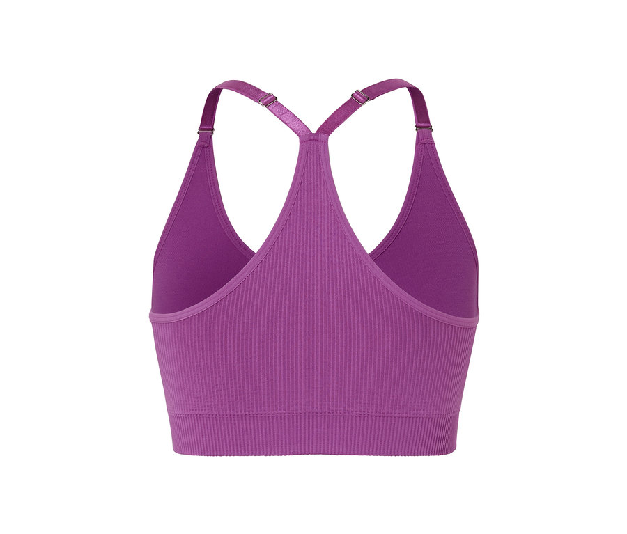 Detailaufnahme von lila Seamless-Sport-Bustier.