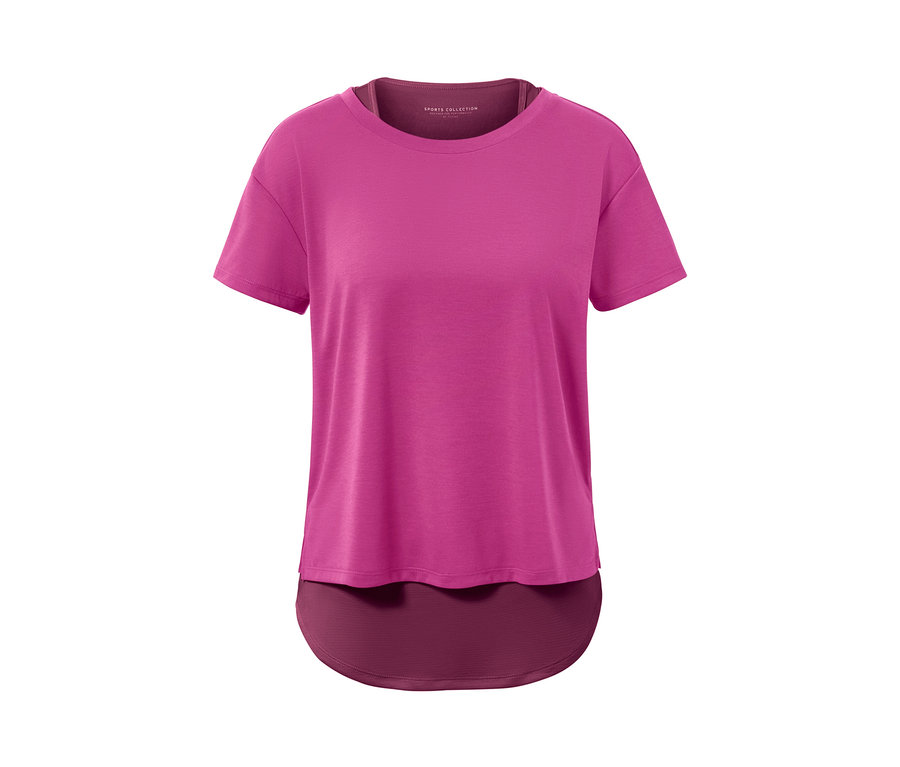 Pinkes 2-in-1-Kurzarm-Sportshirt.