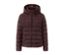 Dunkelbraune Steppjacke mit Kapuze.