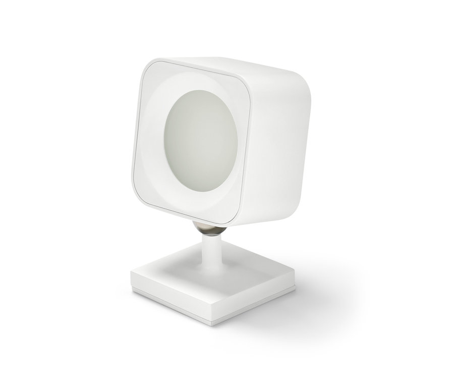 Eine weiße LED-Akku-Wandleuchte.