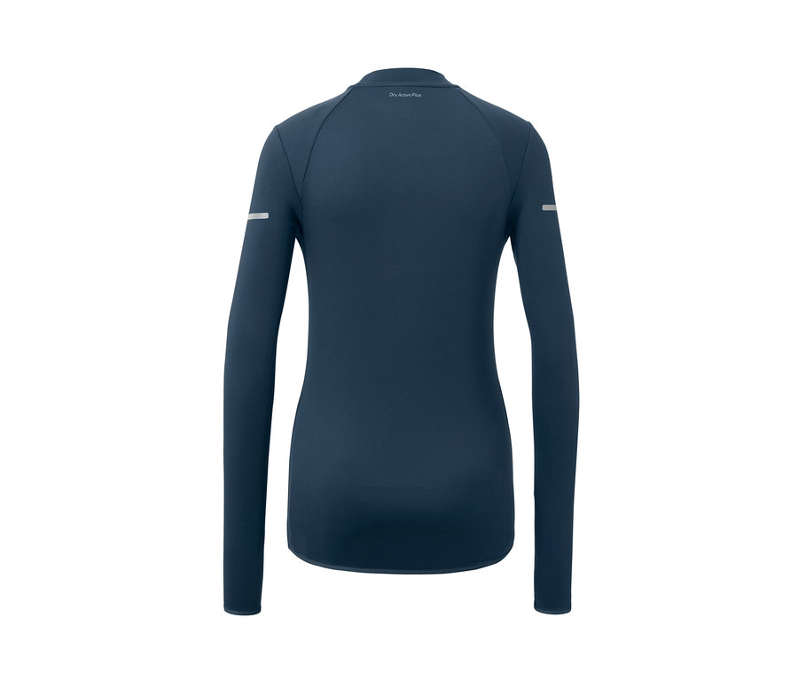 Dunkelblaues Langarm-Funktionsshirt von hinten.