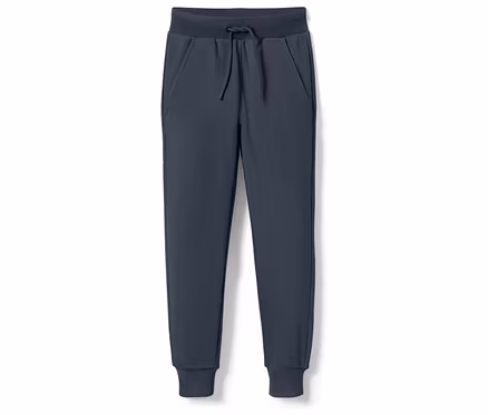 Marineblaue Trainingshose mit Kordelzug in der Taille.