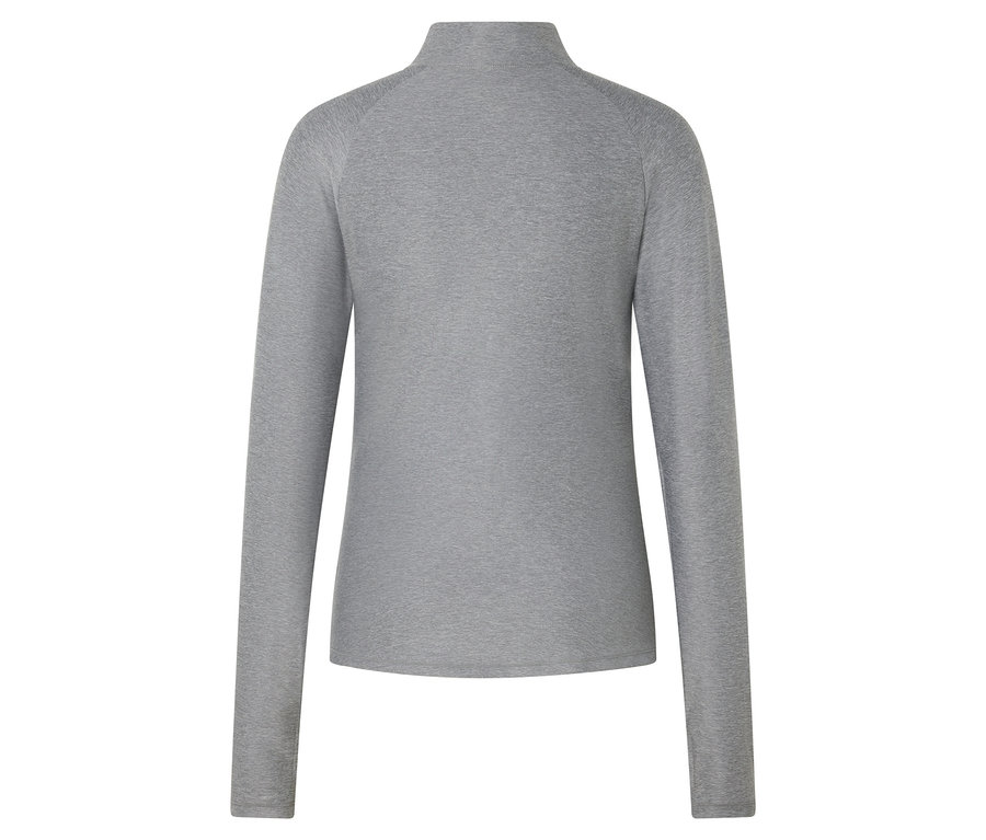 Graues Langarmshirt mit Rollkragen.