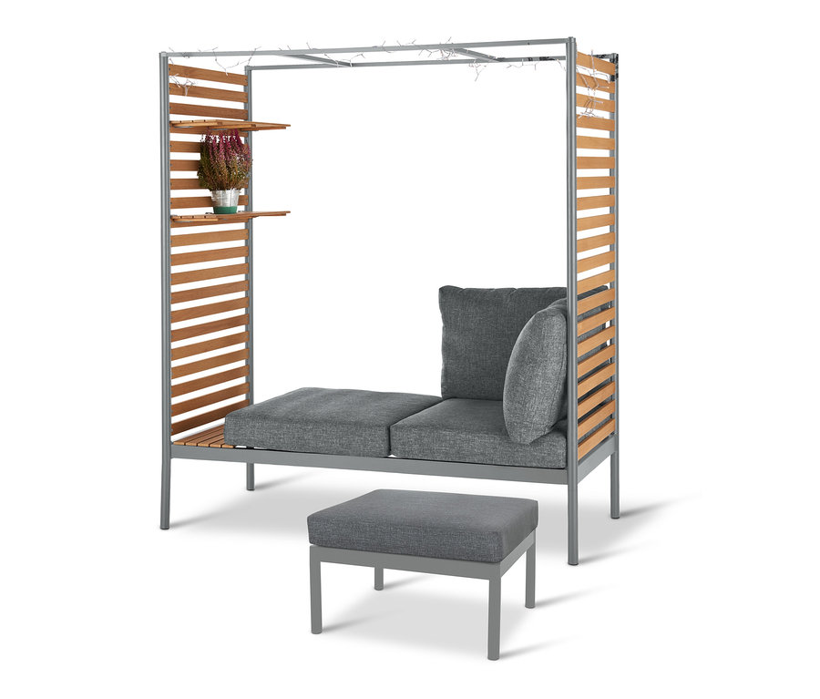 ScanCom Outdoor-Lounge mit Fußhocker, grau.
