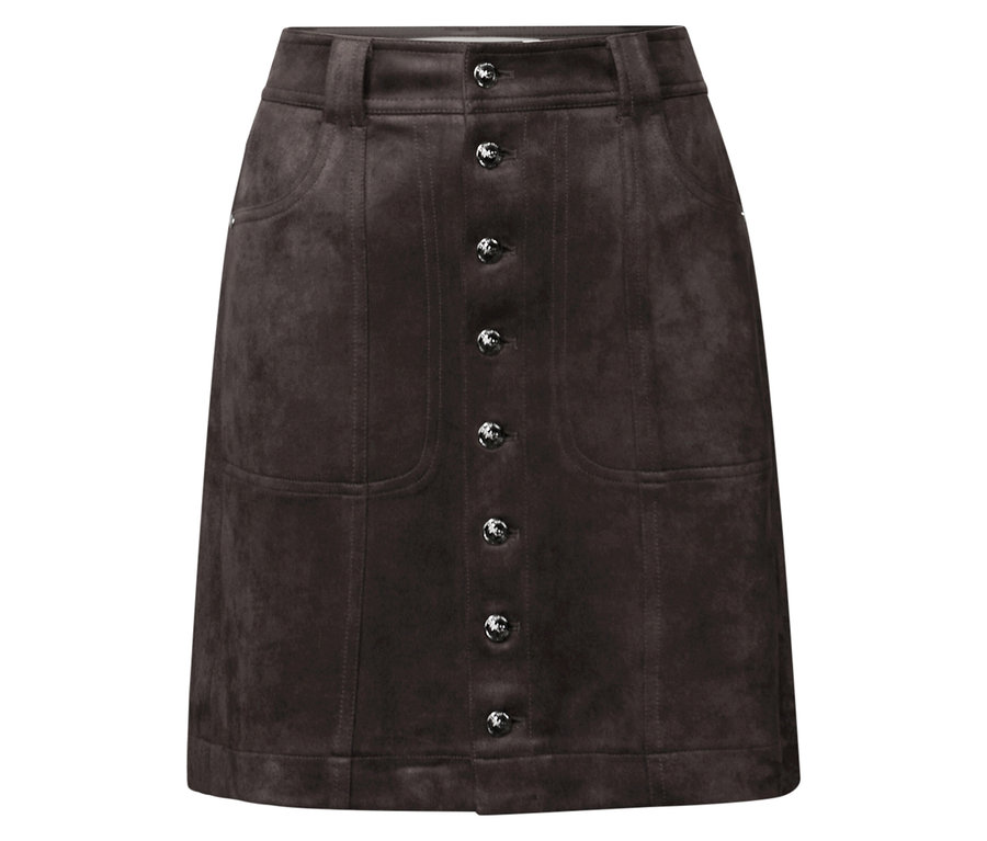 Brauner Street One Veloursrock mit Knöpfen.