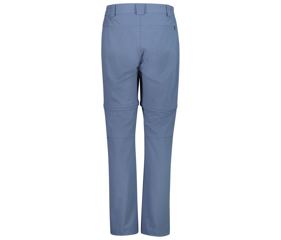 Blaue, lange Hose, von hinten fotografiert.