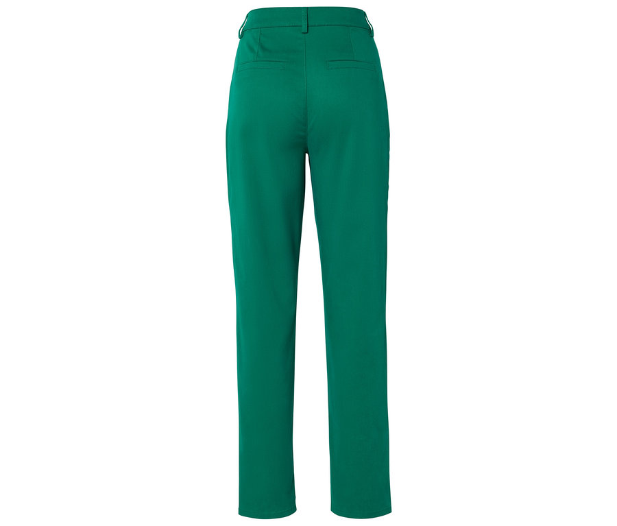 Rückansicht einer grünen Hose mit geradem Bein.