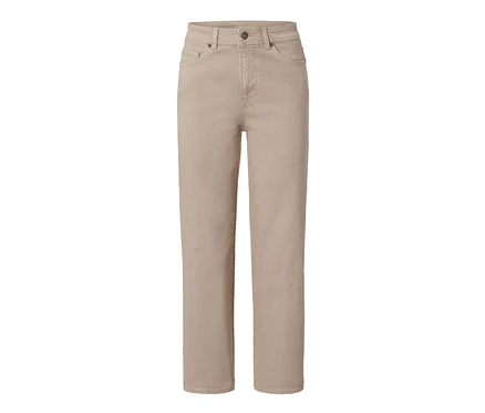 Beige Jeans mit weitem Bein.