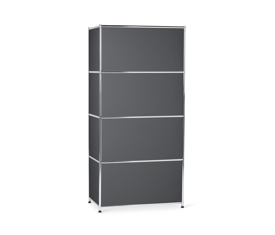 Graues Highboard Metall »CN3« mit 4 Klappfächern.