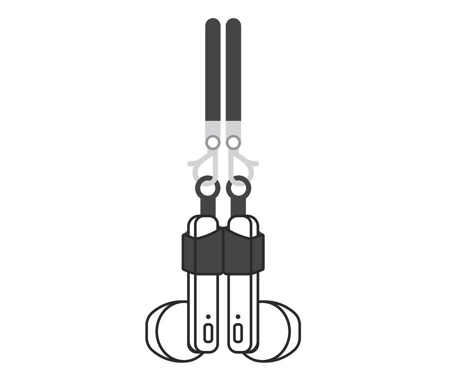 Illustration einer Multifunktionskette für Brillen, Masken und In-Ear-Kopfhörer.