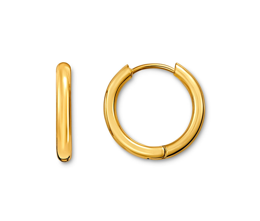 Zwei goldfarbene Creolen.