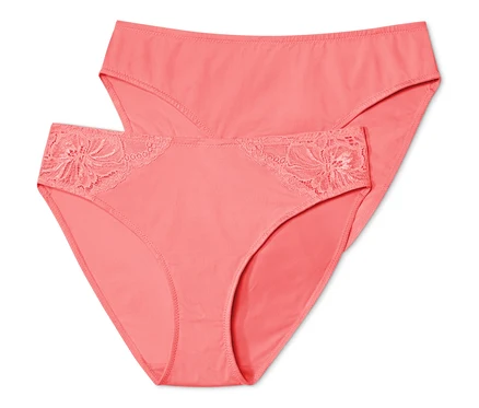 Zwei papaya-farbene Slips.