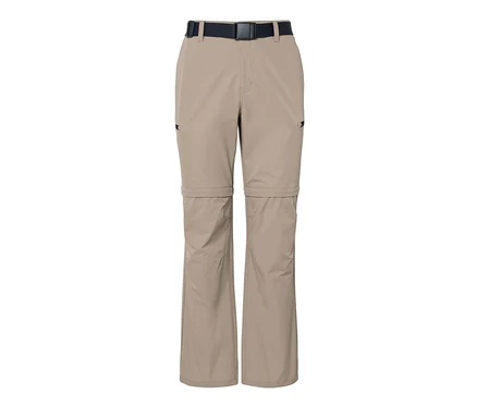 Beige 2-in-1-Funktionshose mit schwarzem Gürtel.