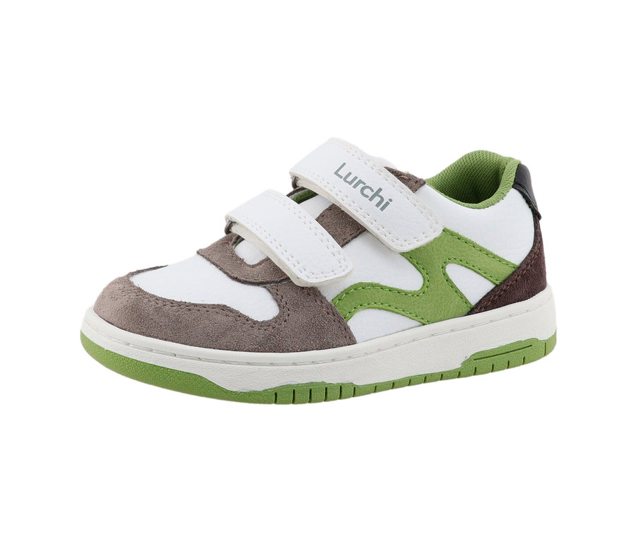 Detailaufnahme eines grau-grünen Lurchi Sneakers.