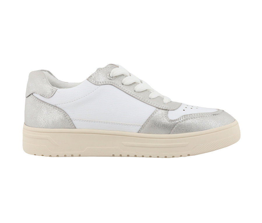 Weißer Tom Tailor Sneaker mit PU silber-weißen Details.