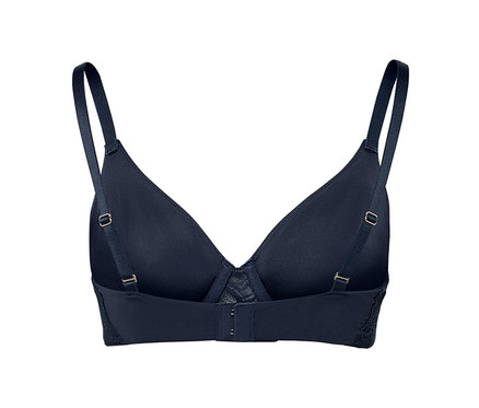 Detailansicht von hinten eines dunkelblauen Bügel-BHs.