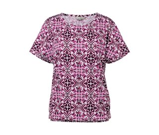 Weiss mit berryfarbenem Alloverprint