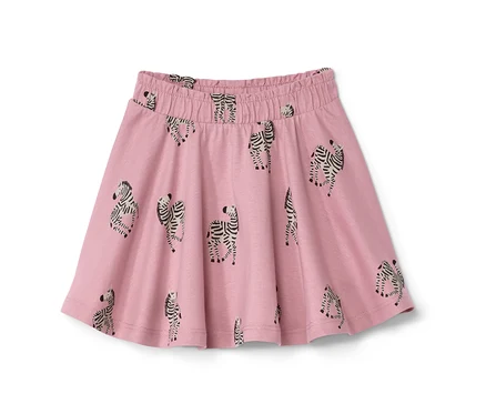 Rosa Kinder-Jerseyrock mit Zebra-Print.
