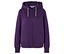 Lila Kapuzenjacke mit Reißverschluss.