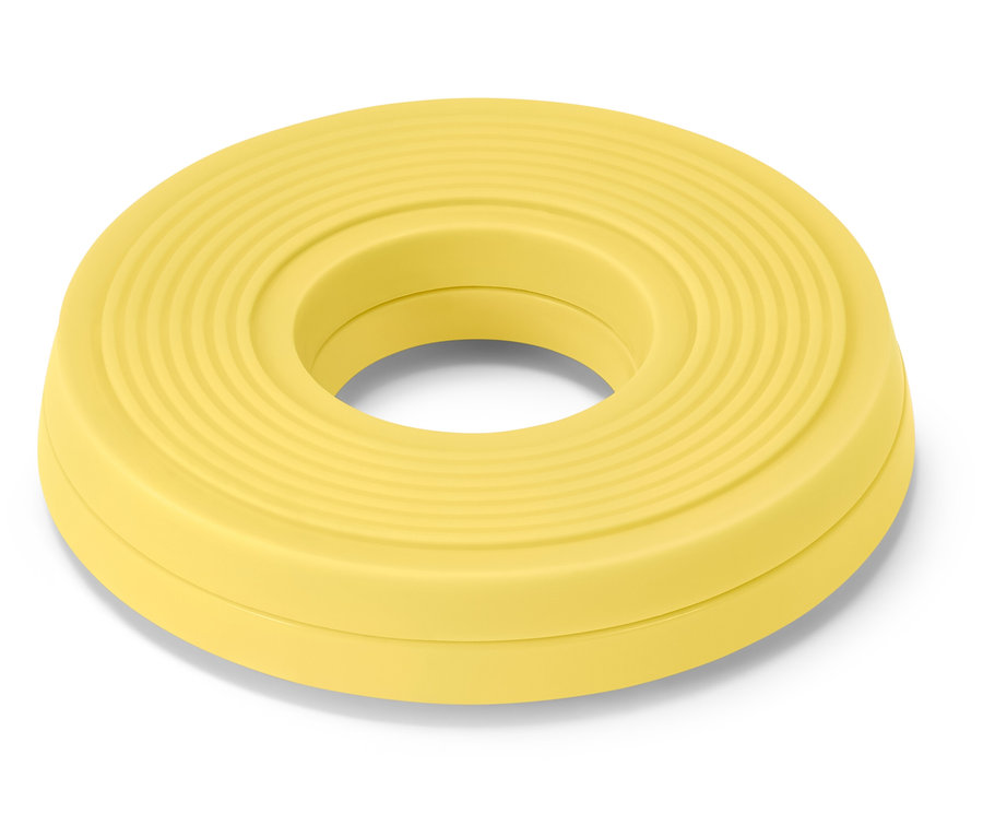 Gelber Kreis mit einem Loch in der Mitte.