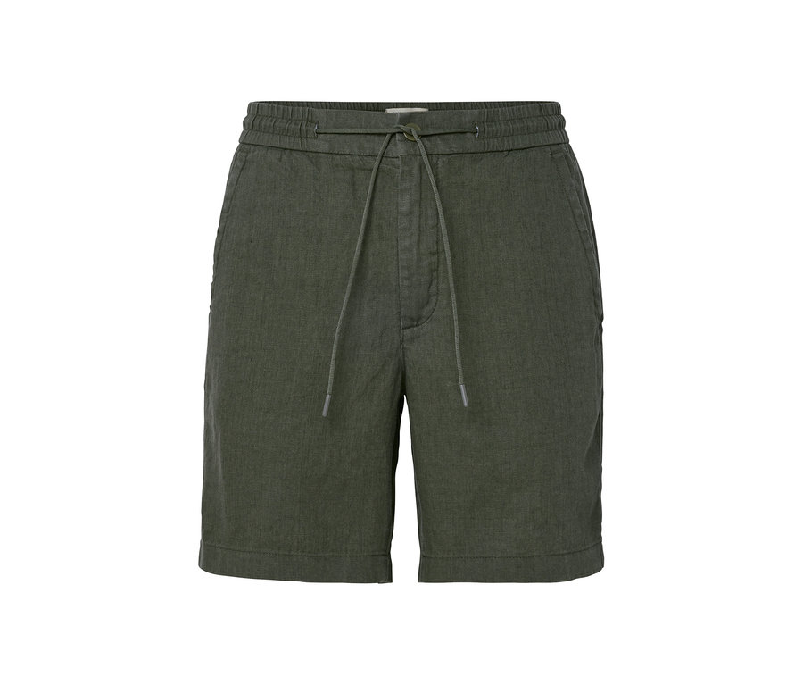 Khaki Leinen-Shorts.