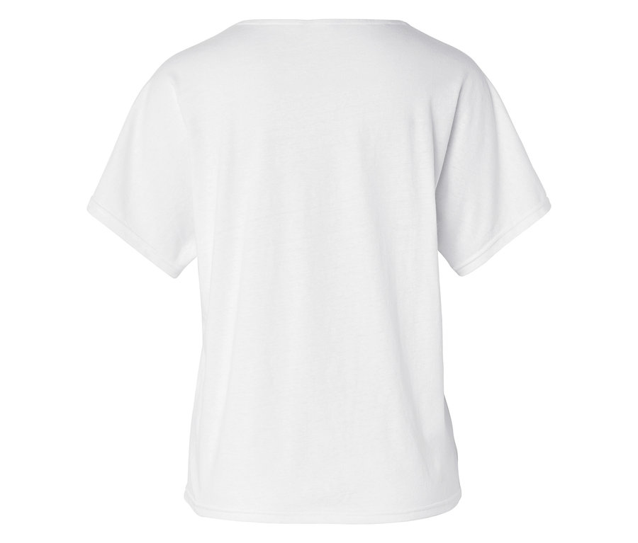 Rückansicht eines einfachen, weißen T-Shirts mit kurzen Ärmeln.