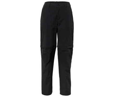Schwarze, knielange Hose mit Reißverschluss.