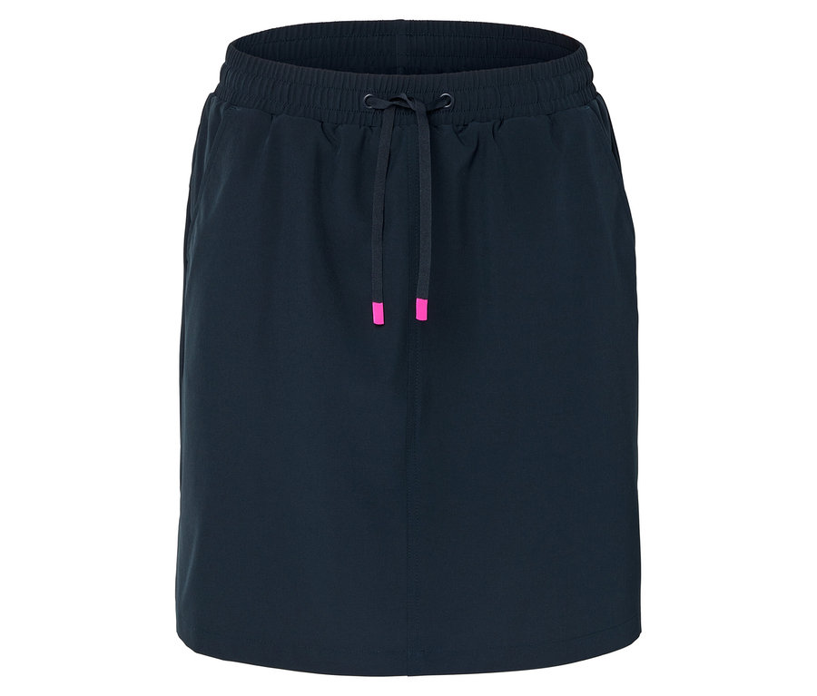 Marineblauer Rock mit Kordelzug und pinkfarbenen Details.