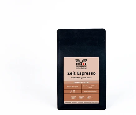 Schwarze Packung Torrefaktum - Filterkaffee ZEIT Bio - 250 g Ganze Bohne.