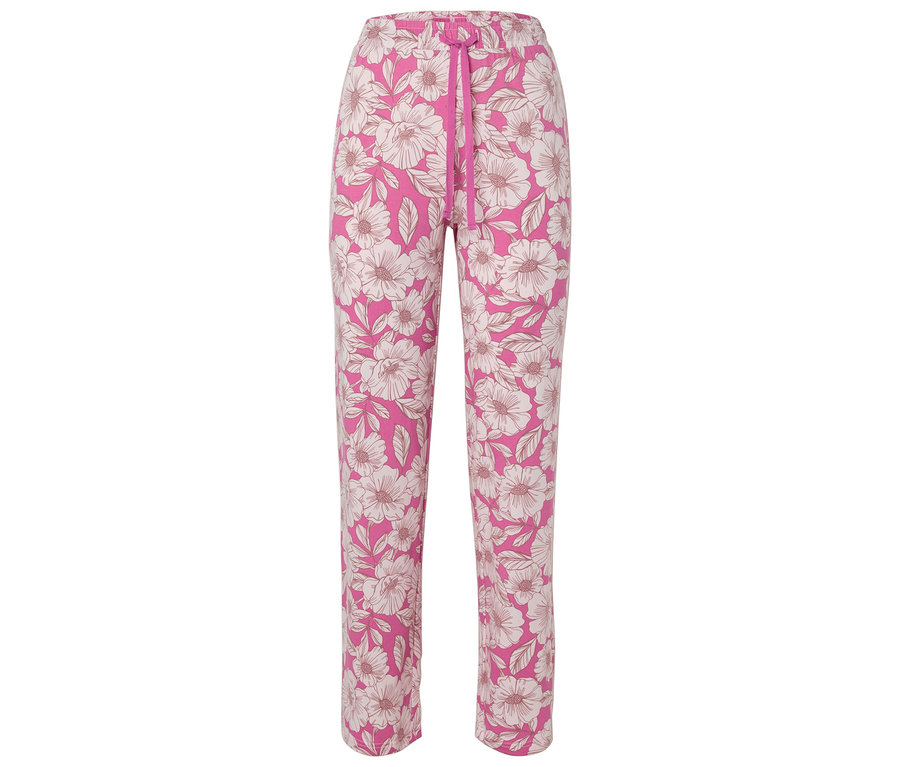 Pinke, geblümte Pyjamahose mit Kordelzug.