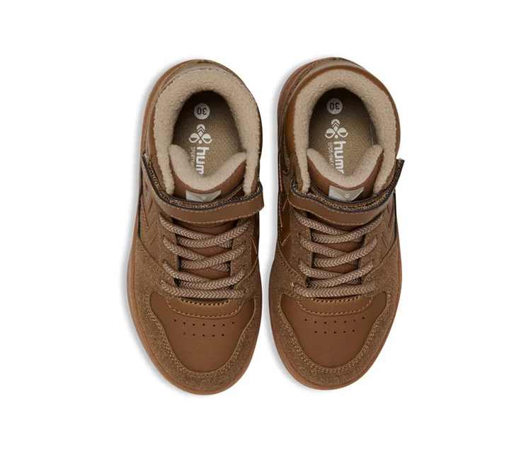 Braune hummel® Sneaker »St Power Play Mid Wt Jr« mit Schnürsenkeln, Klettverschluss und flauschigem Innenfutter, von oben gesehen.