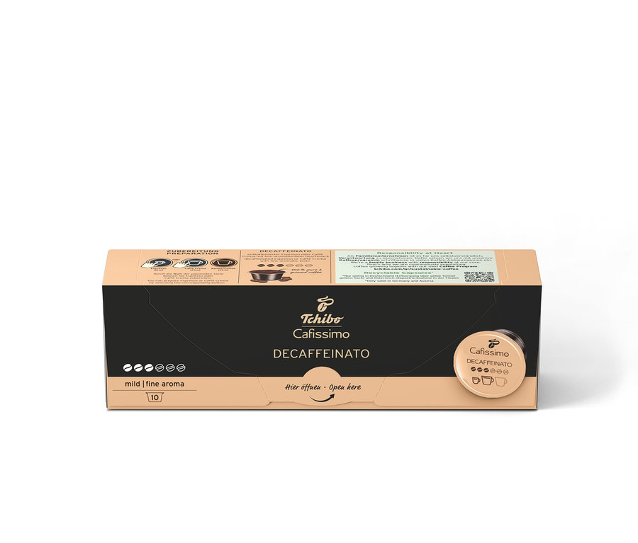 Eine Packung Cafissimo Decaffeinato - entkoffeiniert - 10 Kapseln und eine Packung Cafissimo Decaffeinato - entkoffeiniert - 80 Kapseln.