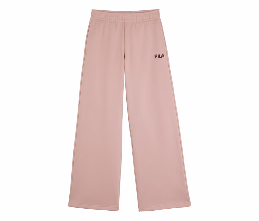 FILA Damen-Sweathose in Rosa mit weitem Bein und Logo.