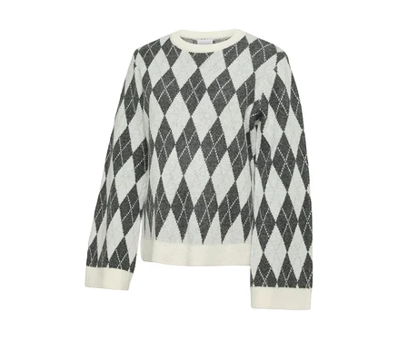 MAMALICIOUS Strickpullover »ARGYLE VITA« in Hellgrau und Dunkelgrau mit Rautenmuster.