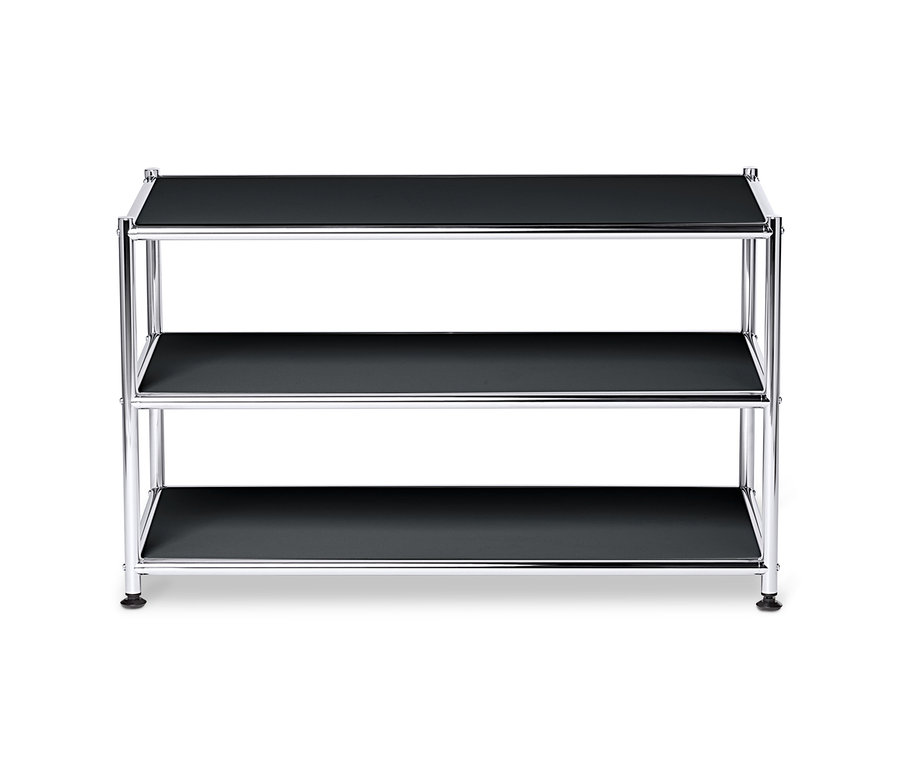 Schwarzer Couchtisch Metall »CN3« mit offenen Fächern.