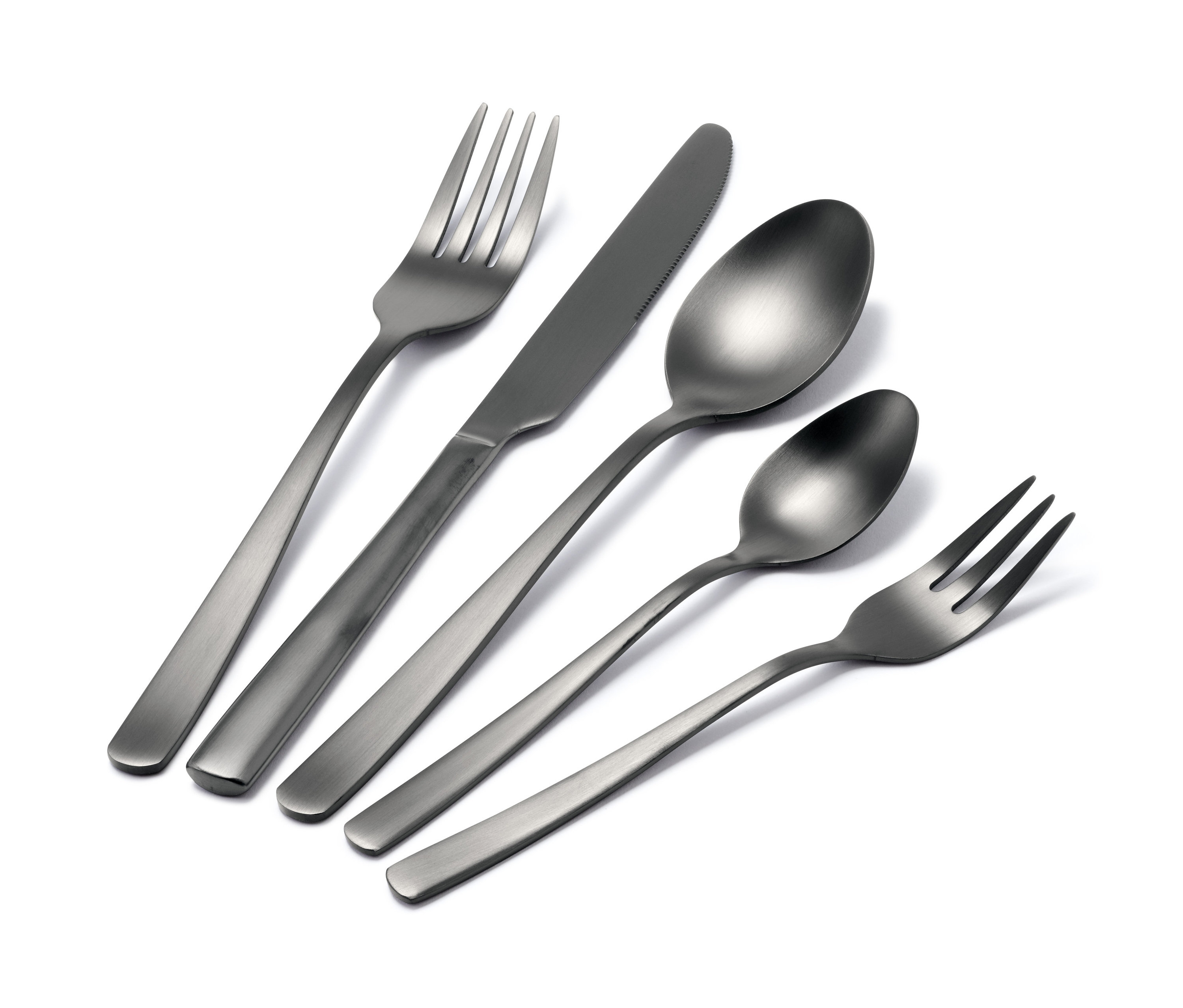 Besteck-Set, 20-teilig, auf weiĂem Hintergrund.