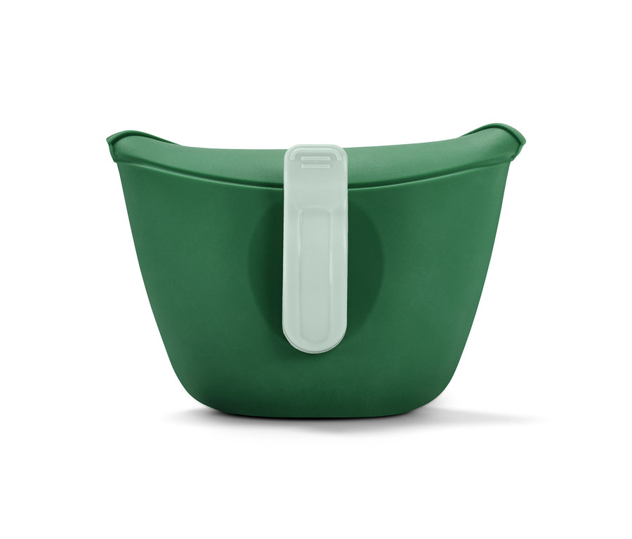 Grüne Hundeleckerli-Tasche mit Clip.