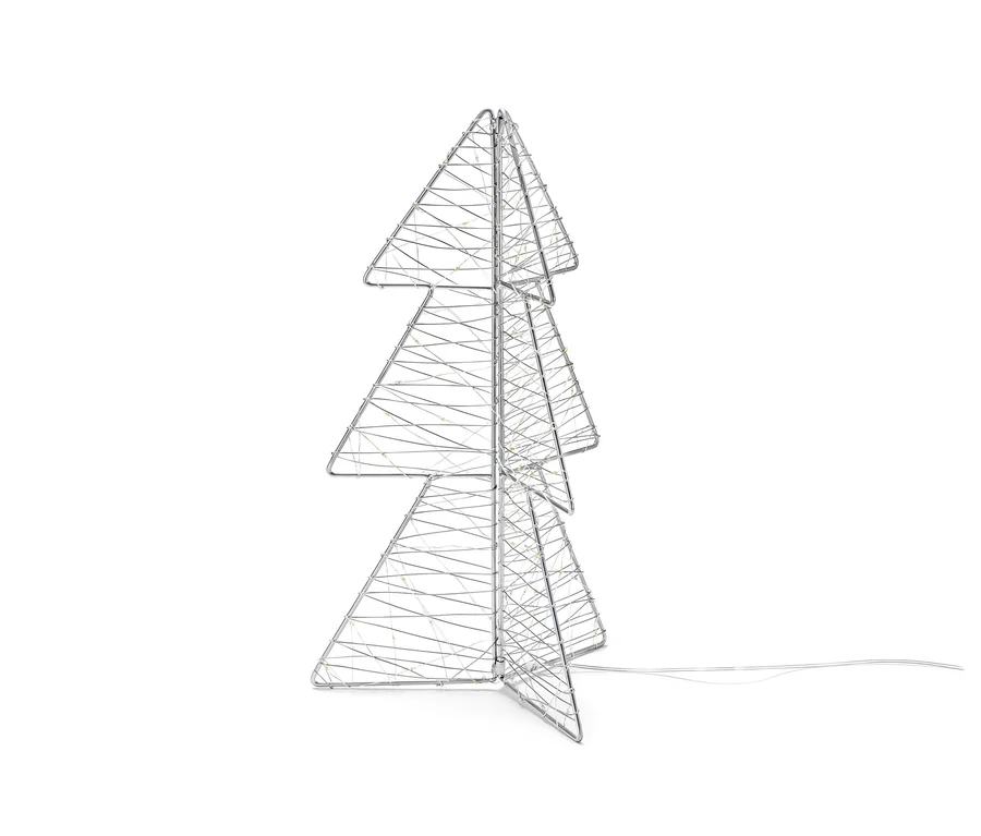 Eine faltbare LED-Outdoor-Tanne, ca. 45 cm.