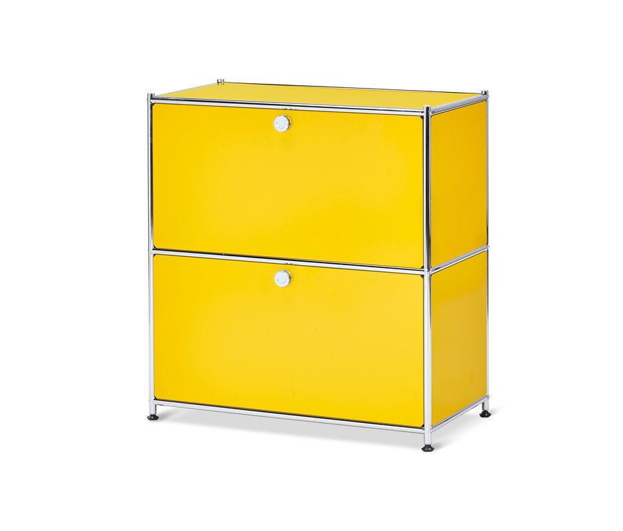 Gelbes Sideboard Metall »CN3« mit 2 Klappenfächern.