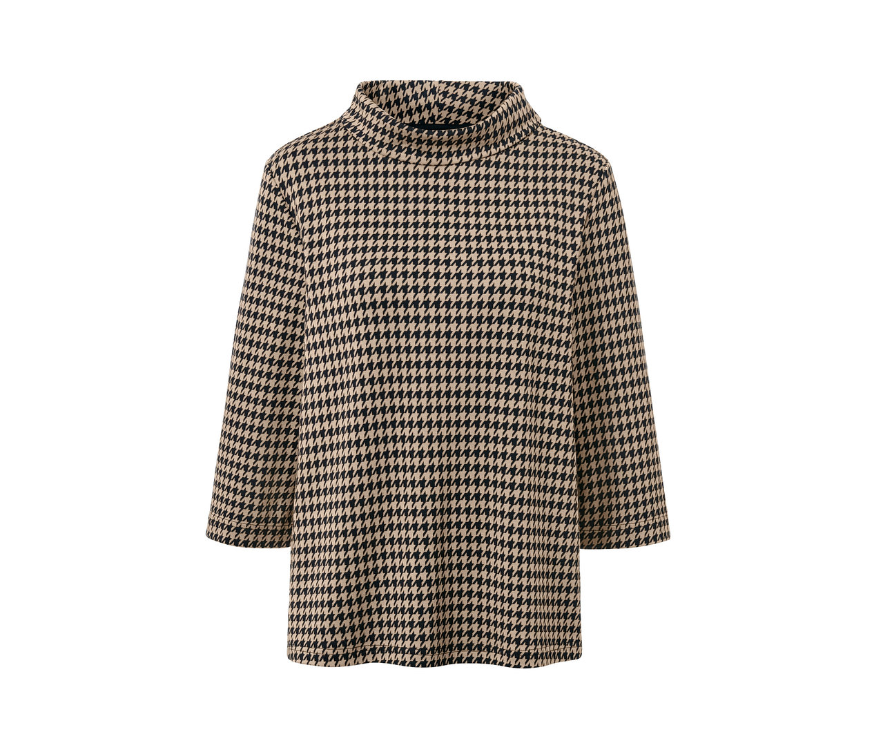 Sweatshirt mit 3/4-Arm, Hahnentritt.