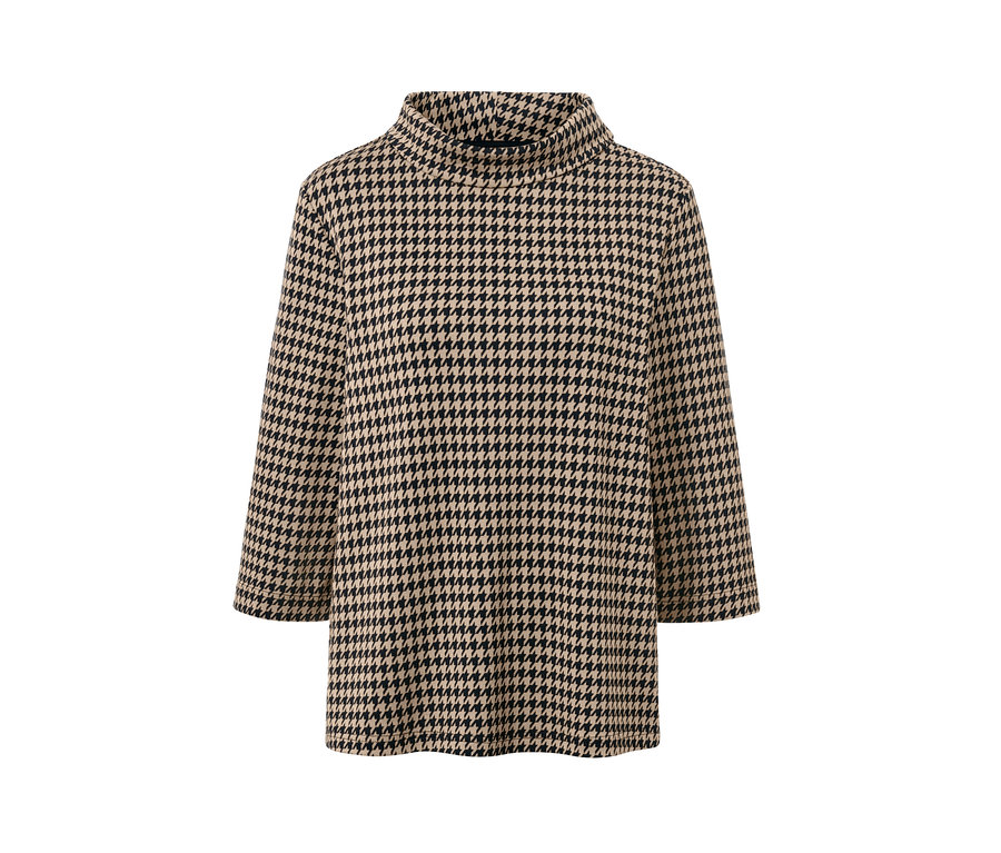 Sweatshirt mit 3/4-Arm, Hahnentritt.