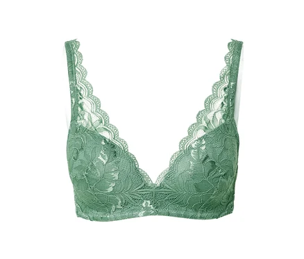 Grüner Softschalen-BH mit Spitze.