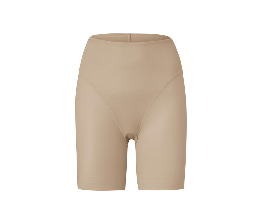 Eine hautfarbene Bodyforming-Shorts auf weißem Hintergrund.
