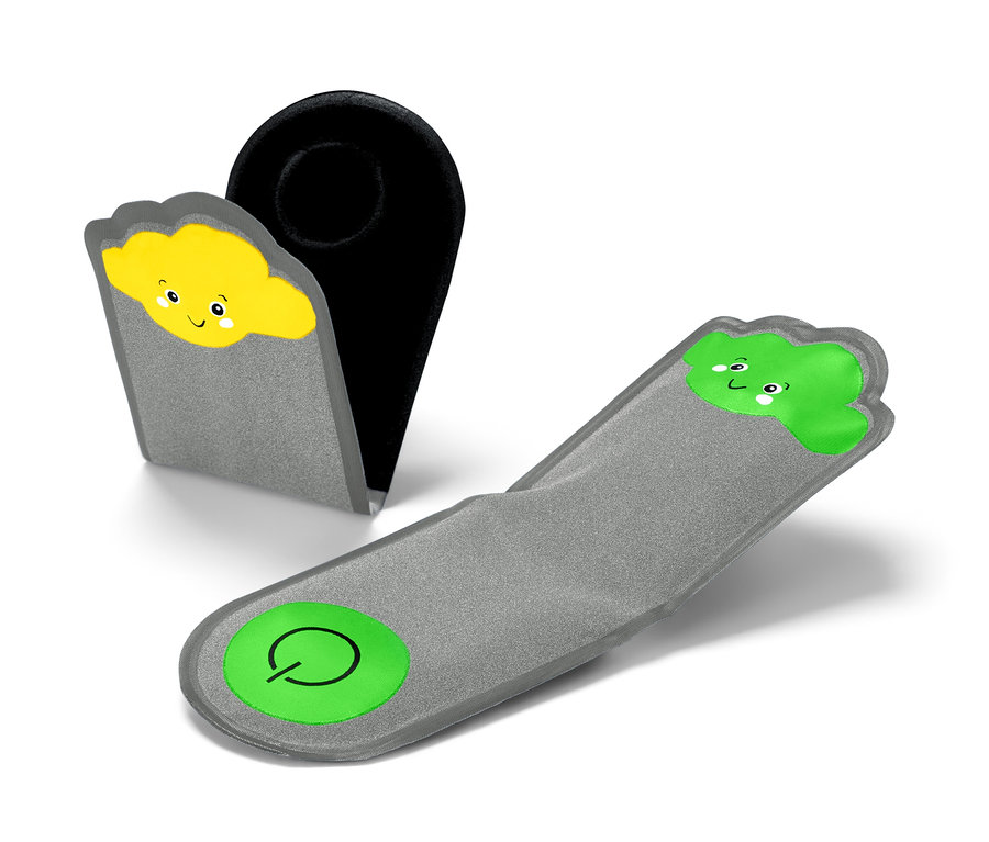 Zwei LED-Magnet-Lichter »Wolken«, eines zusammengeklappt und eines ausgeklappt.